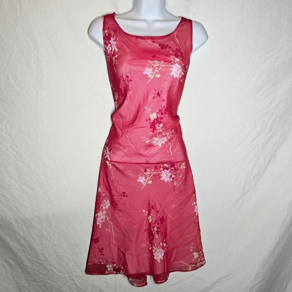 vintage y2k 2000s pink floral whimsigoth fairy a-line dress